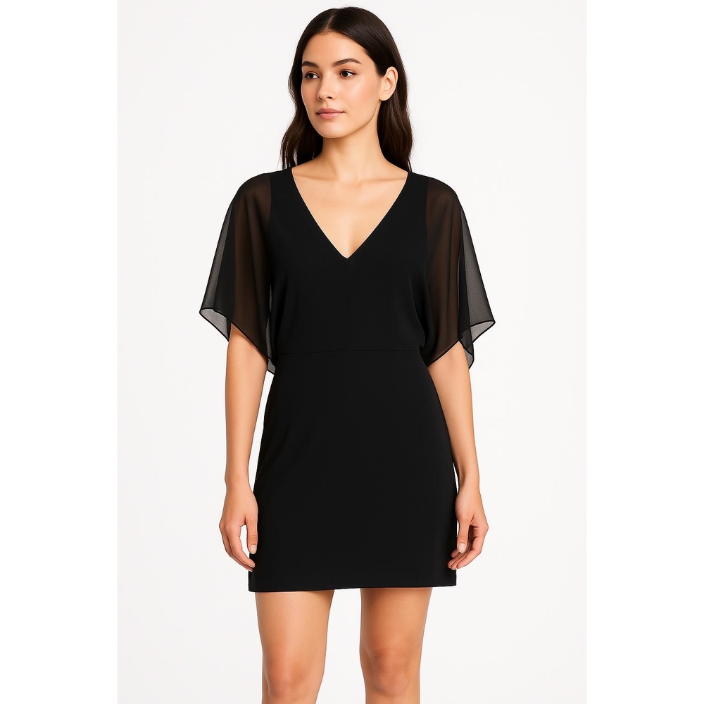 Diane Von Furstenberg NWT Fleurette Women's Black‎ Silk Sheer Mini Dress Size 4